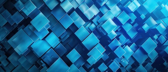 Abstract Blue Cubes 3D Digital Art