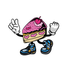 Hand drawn cake cartoon mascot vector illustration