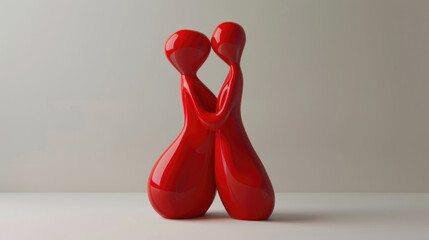 Enhance decor with Abstract Red Couple Sculpture, a bold masterpiece symbolizing love and unity