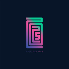 2025 Neon Maze: A Vibrant Journey into the New Year. Geometric Typography Meets Gradient Glow. Modern Design Welcomes Fresh Beginnings.