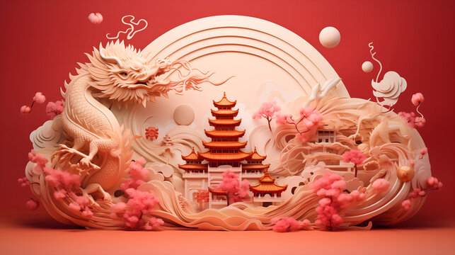 A golden dragon sculpture with a heart-shaped design and a skull, incorporating rose motifs and ancient cultural symbols