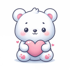 Fototapeta premium Cute cartoon teddy bear on white background. AI