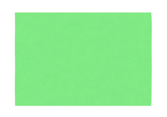 A green piece of paper horizontal. On isolated transparent background.