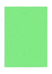 A green piece of paper vertical. On isolated transparent background.