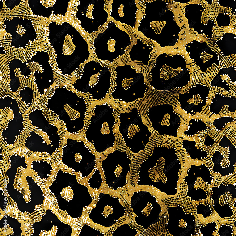 Poster golden leopard print pattern shining with glamour and luxury