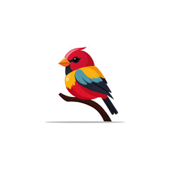 illustration of a bright bird sitting on a branch