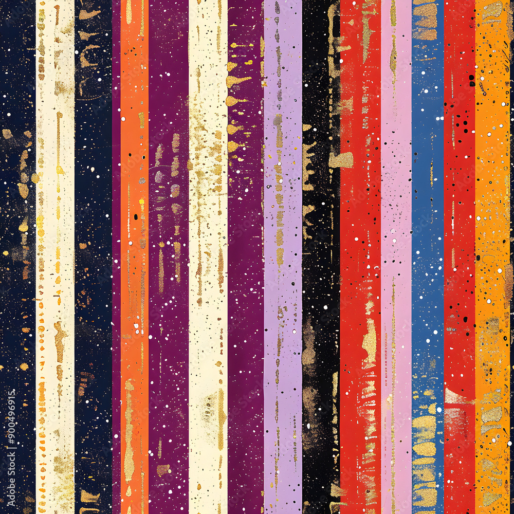 Poster Abstract colorful pattern with golden texture creating vertical lines