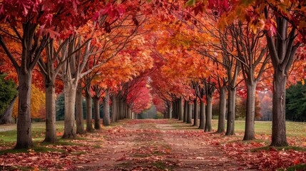 orange leaves in the fall provides a warm and inviting background with plenty of open space for copy.