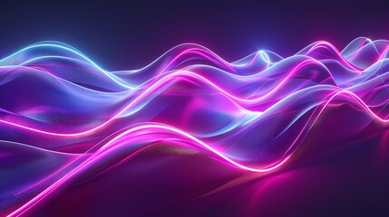 Generative AI Image of an Abstract Big Neon Wave Background with Vibrant Colors and Dynamic Light Patterns