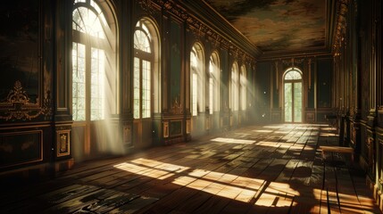 Fototapeta premium Sunlight Streaming Through Windows in a Grand Hall