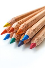 A collection of colorful pencils arranged neatly together