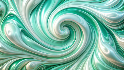 Obraz premium Abstract liquid background, swirling patterns of mint with pearlescent sheen, dynamic and fluid 