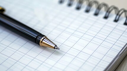 pen and financial graphs, providing space for copy.