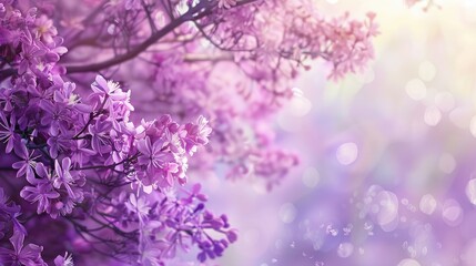 Obraz premium purple flowers provides a vibrant and colorful background with ample space for text.