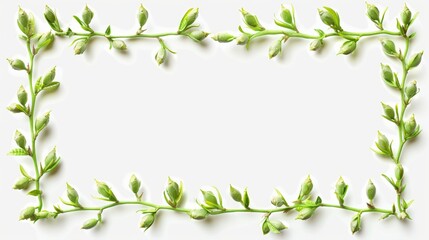 Fototapeta premium Frame is made from individual green flower clusters arranged in a square frame pattern.