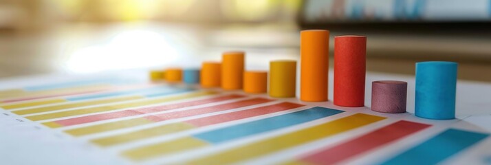 Obraz premium Colorful Wooden Blocks on a Striped Chart - Illustration