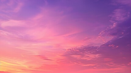 Obraz premium Panoramic photo, view of a pink and purple sky at sunset. Sky panorama background, header and web banner. 