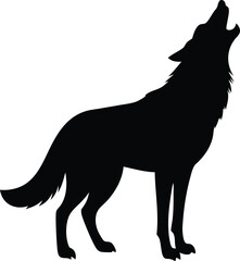 Wolf howling silhouette vector illustration
