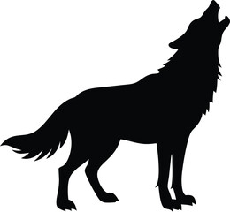Wolf howling silhouette vector illustration
