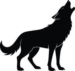 Fototapeta premium Wolf howling silhouette vector illustration