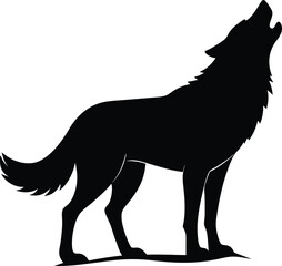 Wolf howling silhouette vector illustration