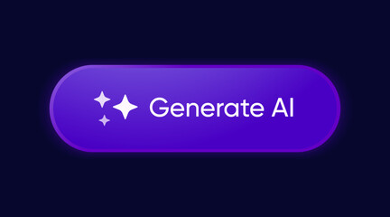 Generate AI button symbol. Artificial intelligence sign button. Machine learning generator and generate text and image press button prompt. Magic stars symbol. Chat brain assistant