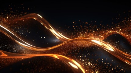 Obraz premium Golden radiant particles creating a wave effect