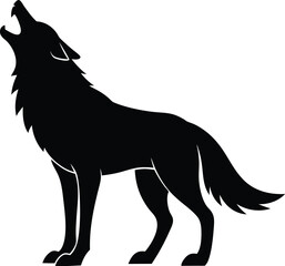 Wolf howling silhouette vector illustration