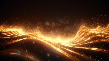 Fototapeta premium Golden radiant particles creating a wave effect