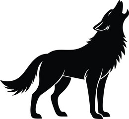 Fototapeta premium Wolf howling silhouette vector illustration