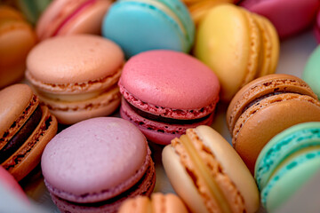 Obraz premium sweet colorful macarons close up full frame
