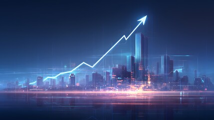 Naklejka premium Cityscape with Upward Arrow
