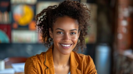A confident businesswoman with a bright smile