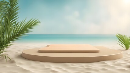 Obraz premium Beach sand sea background podium 