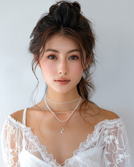 Hot beautiful asian cosmetic model sexy long black hair 