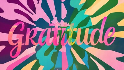Fototapeta premium gratitude changes everything colorful background (T-shirt Design Motivational Quote, Illustration ,Typography)