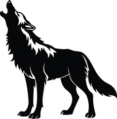 Wolf howling silhouette vector illustration