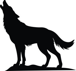 Wolf howling silhouette vector illustration