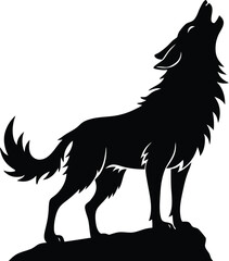 Wolf howling silhouette vector illustration
