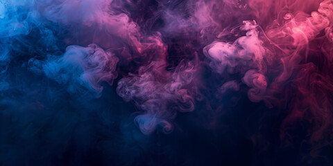 Fototapeta premium Abstract colorful smoke background with shades of blue and purple on a black backdrop