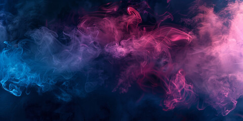 Abstract colorful smoke background with shades of blue and purple on a black backdrop
