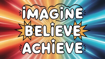 Obraz premium Imagine. Believe Achieve. (T-shirt Design Motivational Quote, Illustration ,Typography)