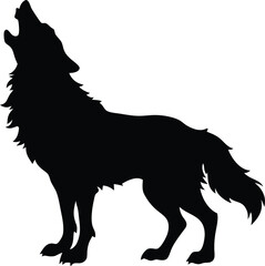 Wolf howling silhouette vector illustration
