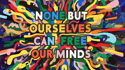 None but ourselves can free (T-shirt Design Motivational Quote, Illustration ,Typography)