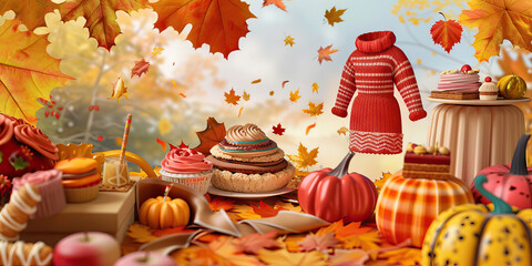 Fall Finale Sale: An image showcasing fall fashion trends, home decor items, and seasonal treats against a backdrop of falling leaves and cozy autumnal colors