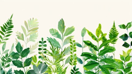 Naklejka premium Watercolor Green Design Element. Clipart of Creeping Green Leaves