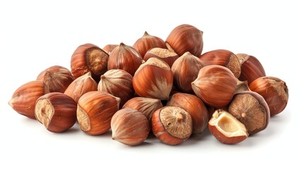 Obraz premium Hazelnuts in their shells. Isolated on a white background.
