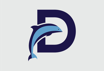 Dolphin vector illustration and letter D for icon,