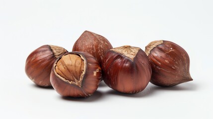 Obraz premium Hazelnuts in their shells. Isolated on a white background.