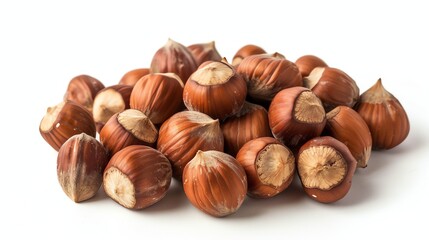 Obraz premium Hazelnuts in their shells. Isolated on a white background.